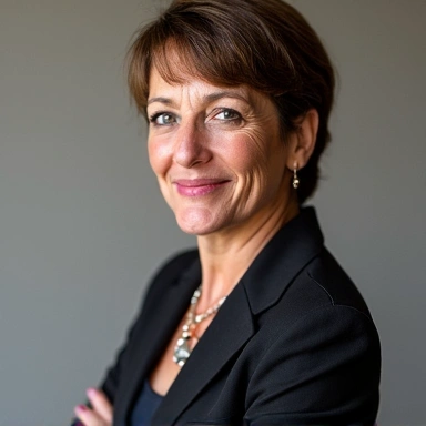 Portrait of Dr. Evelyn Reed, Head of Product Development, with a thoughtful expression.