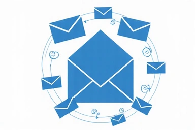 Email icon with letters flowing