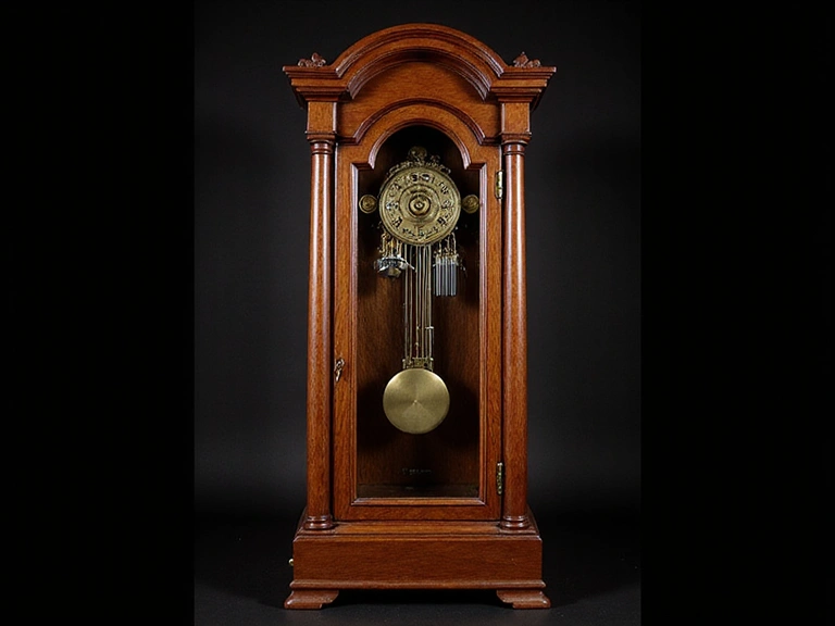 Back view of the 'Timeless Elegance' Grandfather Clock, revealing its movement