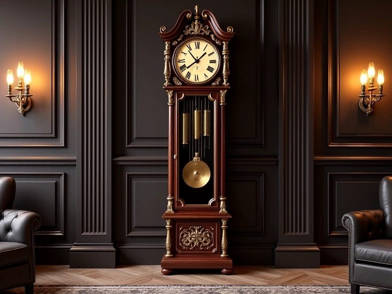 Elegant 'Timeless Elegance' Grandfather Clock in a luxurious home setting