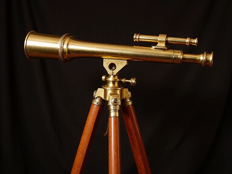 Vintage Brass Telescope with Wooden Tripod